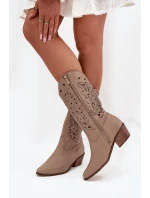 Kožené Kozačky S Svrškem Tmavě Béžové Zazoo model 21704060 - Boto