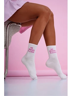 Dámské ponožky s nápisem No Drama Please bílé