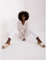 Bluzka LK BZ model 18729970 biało brązowy - FPrice Bluzka LK BZ model 18729970 biało brązowy - FPrice