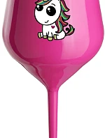 DUHOVÝ JEDNOROŽEC - růžový nerozbitný pohár na víno 470 ml