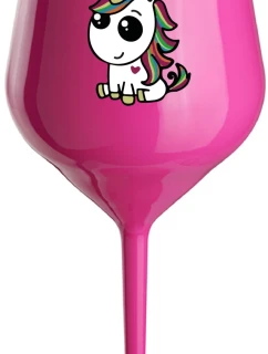 DUHOVÝ JEDNOROŽEC - růžový nerozbitný pohár na víno 470 ml