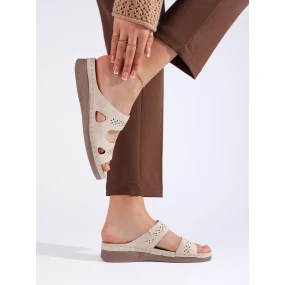 Dámske luxusné hnedé ponožky s plochým podpätkom