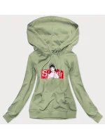 Zelená dámska športová mikina s kapucňou (N4596)