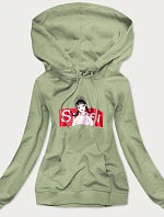 Zelená dámska športová mikina s kapucňou (N4596)