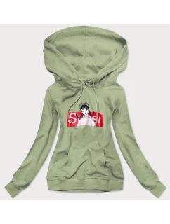 Zelená dámska športová mikina s kapucňou (N4596)