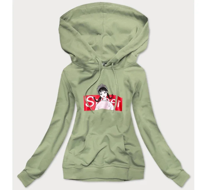 Zelená dámska športová mikina s kapucňou (N4596)