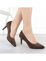 Dámské čokoládové semišové lodičky na jehlovém podpatku Sergio model 21906220 - LEONE