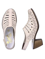 Kožené sandály na podpatku W model 22050556 beige - Rieker Kožené sandály na podpatku W model 22050556 beige - Rieker