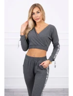 Sada s ozdobnými pásikmi grafitová melanž