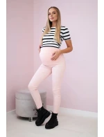 Tehotenské nohavice, farebné džínsy púdrovo ružové