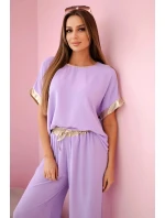 Viskózová súprava so zlatým lemovaním svetlo fialová Viskózová súprava so zlatým lemovaním svetlo fialová