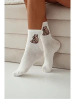 Dámské bavlněné ponožky Sedící kapibara ecru