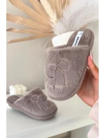 Dětské pantofle s chlupatým tmavě béžovým Norene