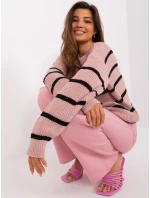 Sweter BA SW model 21793733 jasny różowy - FPrice Sweter BA SW model 21793733 jasny różowy - FPrice