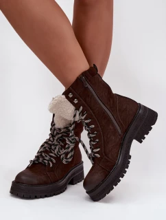 Dámske topánky trapper z ekokože - chocolate Bellora