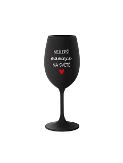 BEST MOMS IN THE WORLD - čierny pohár na víno 350 ml