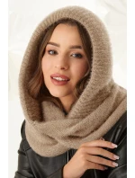 Dámská komínová šála s kapucí model 21911493 béžová - AJS Dámská komínová šála s kapucí model 21911493 béžová - AJS