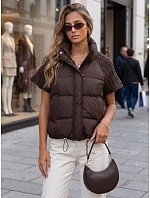 Krótka kamizelka damska pikowana brązowa model 22341154 - FashionStreet