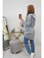 Mikina s kapucí s dlouhými zády šedá