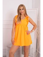 Šaty s volánikmi na bokoch oranžové neónové