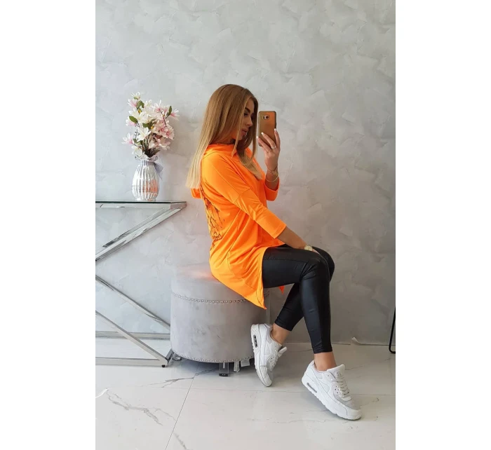 Mikina s potlačou krídiel oranžová neónová