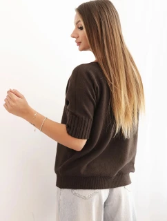 Dámský svetr z viskózy s krátkým rukávem hnědý