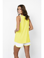 Dámske pyžamo Ossa, krátke nohavice - žltá/svetlý melír