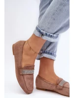 Dámské mokasíny s kamínky Světle hnědá Ralrika Dámské mokasíny s kamínky Světle hnědá Ralrika