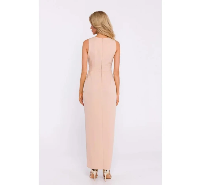 Maxi šaty ze látky béžové  model 21946802 - Moe
