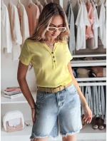 Dámska rebrovaná blúzka KISS LOOK žltá FashionStreet RY2839