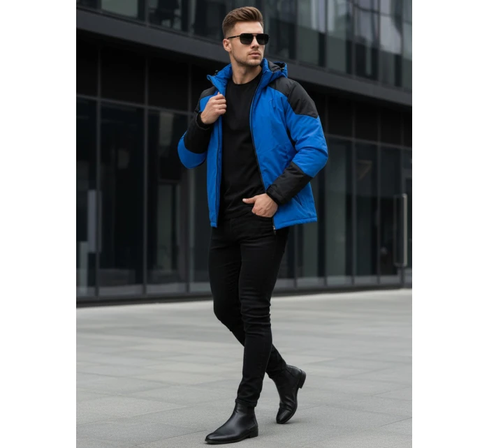 Pánská zimní bunda s kapucí modrá Dstreet model 21995645 - FashionStreet