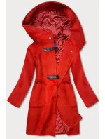 Krátký červený dámský kabát s kapucí model 16292876 - Ann Gissy