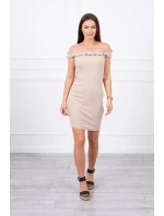 Španielske šaty s volánikmi béžovej Španielske šaty s volánikmi béžovej