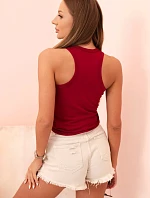 Dámske bavlnené tielko s okrúhlym výstrihom bordová