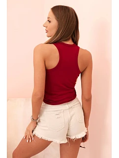 Dámská tílko z bavlny s kulatým výstřihem bordová