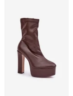 Botki Na Wysokim Obcasie Słupku I Platformie Ciemnobrązowe Tennira Botki Na Wysokim Obcasie Słupku I Platformie Ciemnobrązowe Tennira