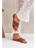 Skórzane Damskie Klapki Lewski Shoes 3682 Camel Skórzane Damskie Klapki Lewski Shoes 3682 Camel