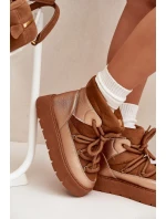 Nízké dámské sněhule s kožíškem a šněrováním Camel model 21705646 - Boto Nízké dámské sněhule s kožíškem a šněrováním Camel model 21705646 - Boto