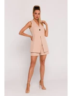 M776 Sako bez rukávov s jedným gombíkom - béžové