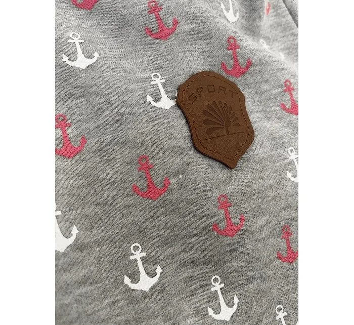 Teplá sivá mikina na zips so vzorom kotvy (2307)