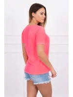 růžová halenka s potiskem model 18742970 - K-Fashion růžová halenka s potiskem model 18742970 - K-Fashion