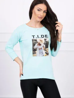 Blúzka s potlačou Tide v mätovej farbe