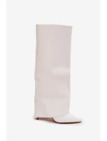 Ocieplane Kozaki Na Szpilce Z Wywiniętą Cholewką Białe Tamonia Ocieplane Kozaki Na Szpilce Z Wywiniętą Cholewką Białe Tamonia