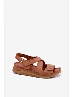 Kožené dámské sandály na platformě model 22208623 Camel - Maciejka