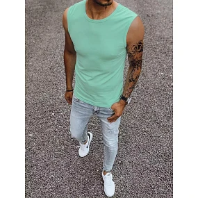 Pánske tričko bez rukávov s mätovou potlačou FashionStreet RX4916 Pánske tričko bez rukávov s mätovou potlačou FashionStreet RX4916