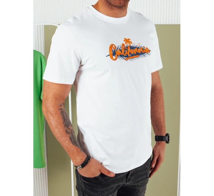 Pánske biele tričko s potlačou FashionStreet RX5371 Pánske biele tričko s potlačou FashionStreet RX5371