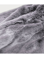 Dámska šedá bunda - kožúšok s kapucňou (BR9743-9)