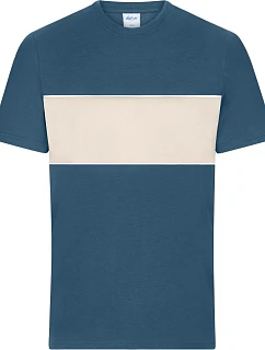 Daiber 8049 Tričko z bio bavlny „Colour-Block“ 02.8049 dusty blue/sandstone