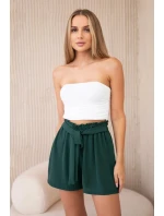 Viskózové šortky viazané v páse tmavozelené Viskózové šortky viazané v páse tmavozelené