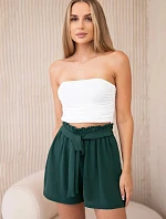 Viskózové šortky viazané v páse tmavozelené